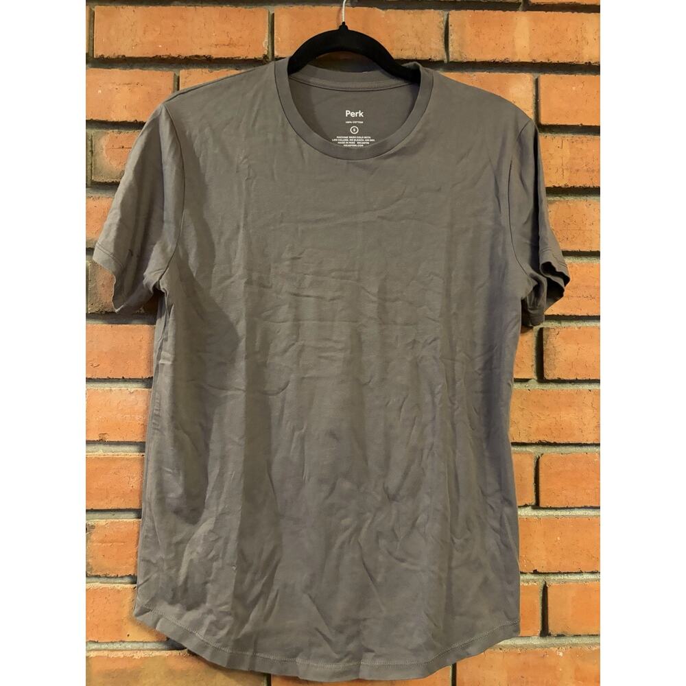 Perk Mens Small Gray 100% Peruvian Cotton Crew Neck T Shirt